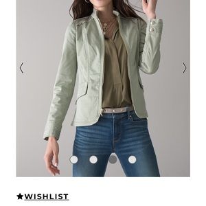 White House black market bay leaf green raw edge jacket 10